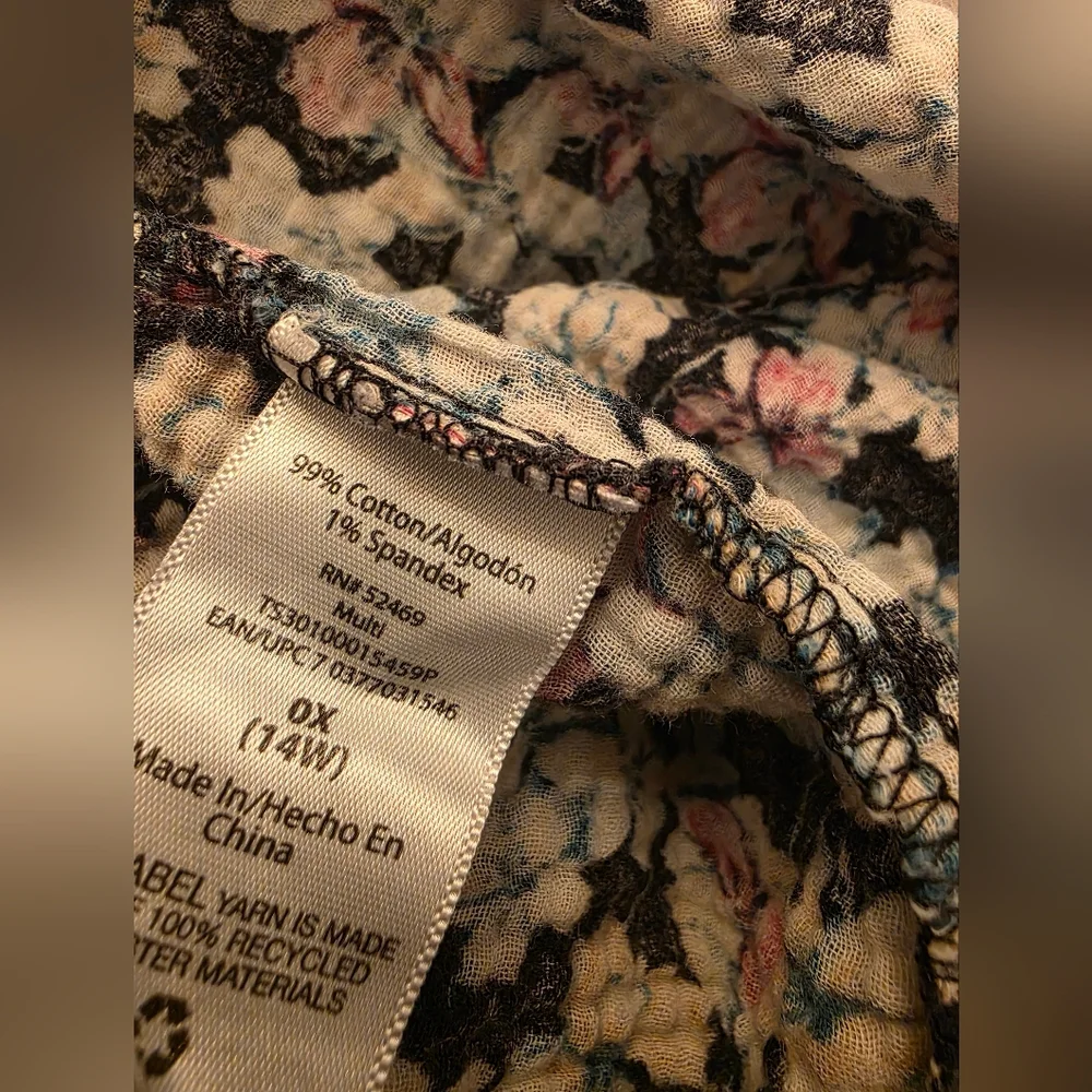 Multicolored Floral Flutter Sleeve Peplum Top Boho Blouse Women's 14 - Picture 6 of 8